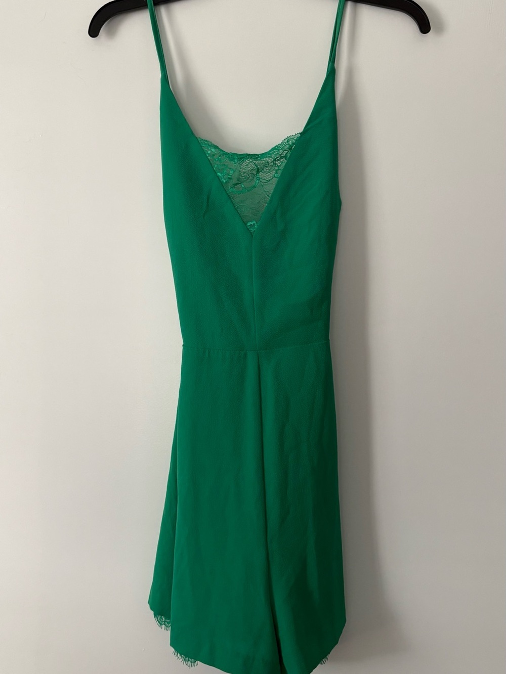 Lush Emerald Green Lace-Trim Slip Dress
